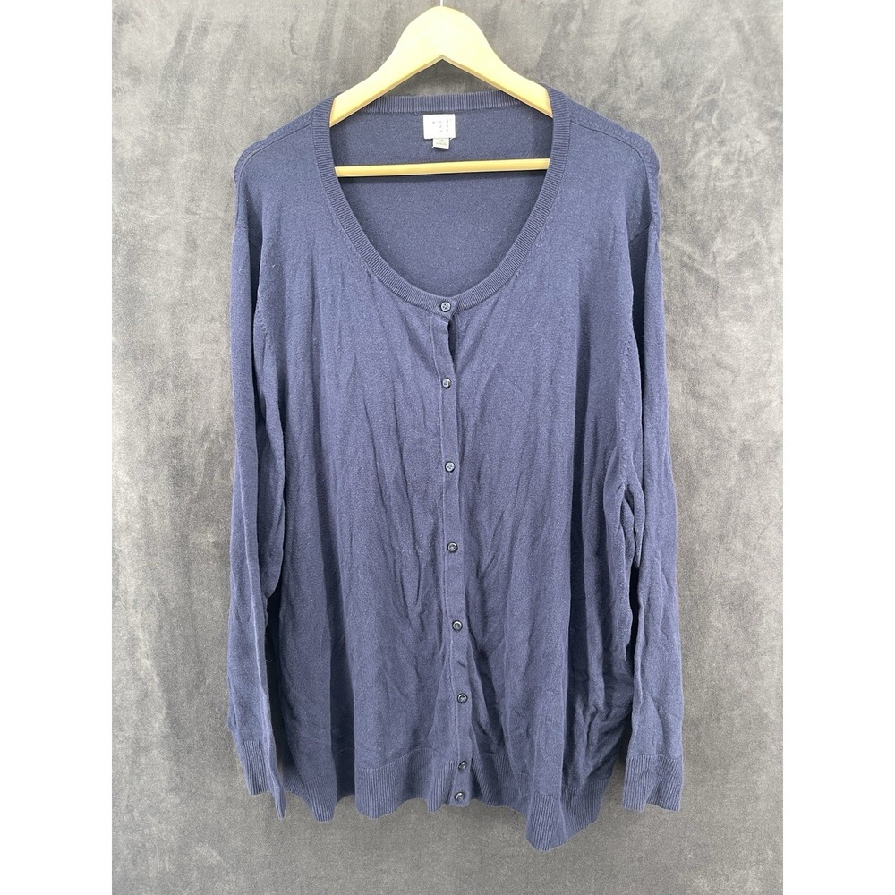 A New Day Women's 4X Navy Button Front Cardigan‎ Sweater Plus Size